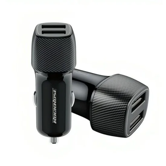 Rockrose Safari P2 Dual Port 12W Max Car Charger&ndash; Black